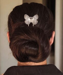 Alternative view of Handcrafted Butterfly Juda Pin | Silver Replica Statement Hair Accessory Premium Jewelry For Women