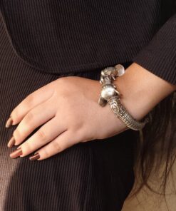 Alternative view of Elephant Designs Bangles | Best Openable Bracelets | Silver Replica Kada For Girls
