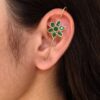Designer Gold Plated Flower Earcuff | Elegant Stone Work for Daily Wear Perfect Jewelry For Girls