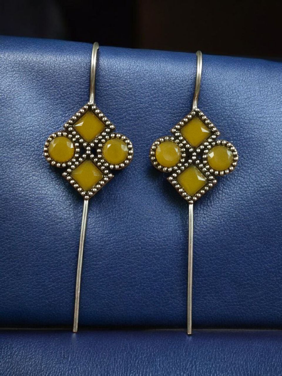 Traditional Stone Earcuff | Oxidized Silver Plated Ethnic Jewelry Best Gift For Her - Image 3