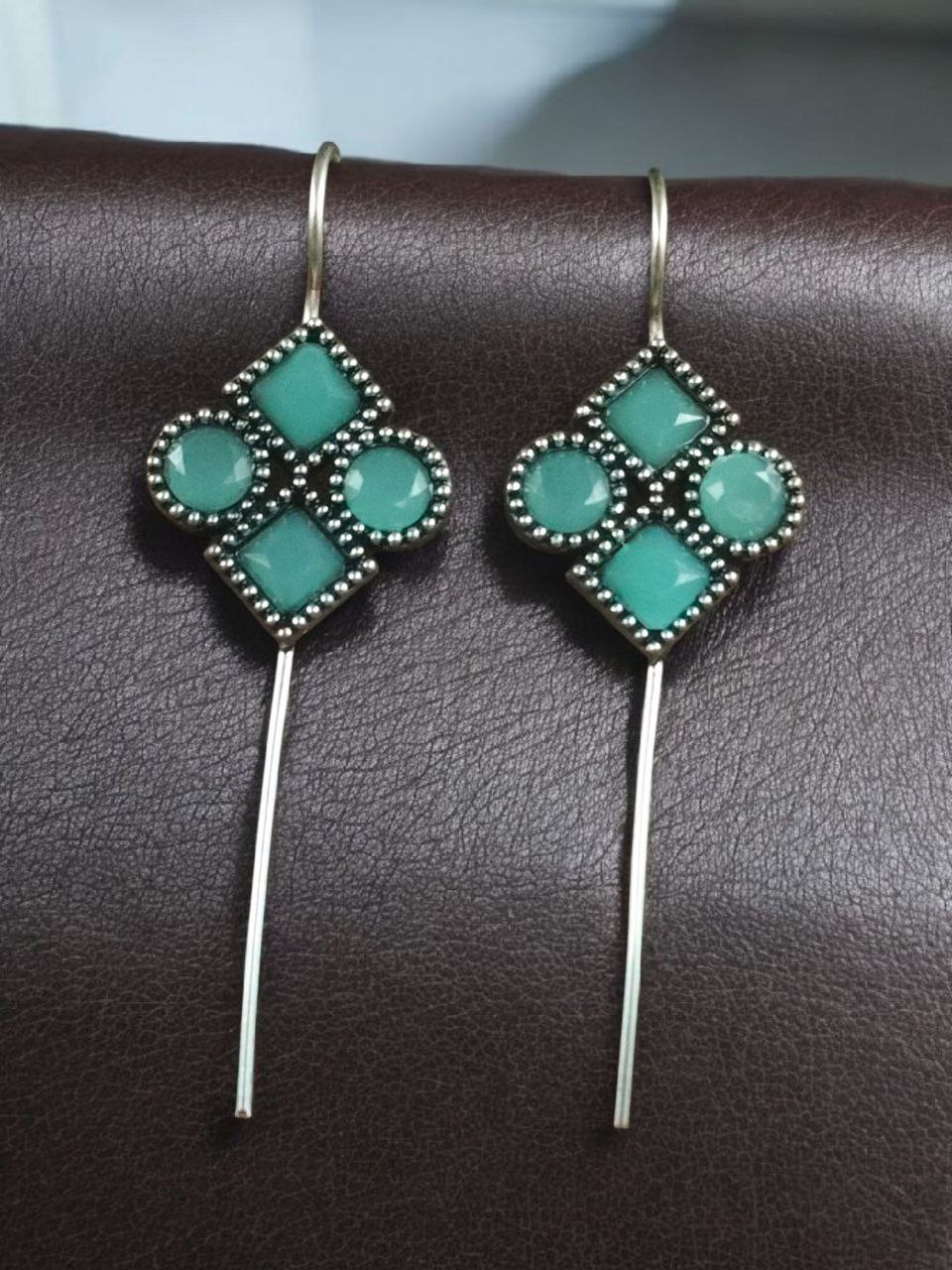 Traditional Stone Earcuff | Oxidized Silver Plated Ethnic Jewelry Best Gift For Her - Image 4