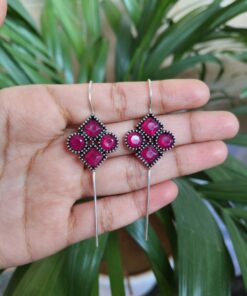 Alternative view of Traditional Stone Earcuff | Oxidized Silver Plated Ethnic Jewelry Best Gift For Her