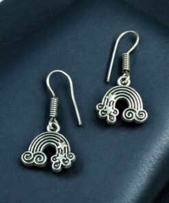 Alternative view of Elegant Rainbow Hook Earrings | German Silver Ethnic Dangler Jewelry Perfect for Daily Use