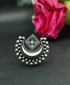 Alternative view of Adjustable Half Moon Ring | Silver Replica Best Traditional Stone Jewelry for Women