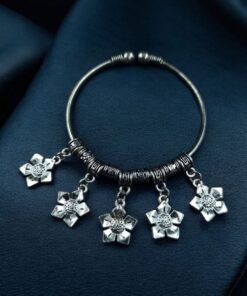Alternative view of Traditional German Silver Flower Charm Bangles | Beautiful Ethnic Handcrafted Jewelry
