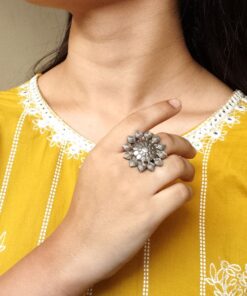 Oxidized Adjustable Ring | Silver Replica Ethnic Daily Wear Jewelry Best Gift for Girls