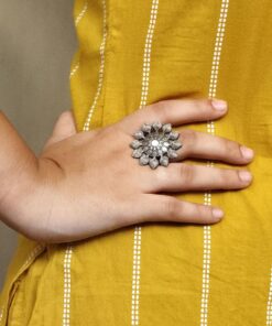Alternative view of Oxidized Adjustable Ring | Silver Replica Ethnic Daily Wear Jewelry Best Gift for Girls