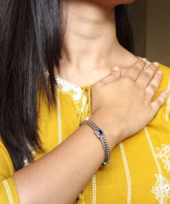 Handcrafted Silver Plated Bangle | Openable Ethnic Kada with Beautiful Stone Design