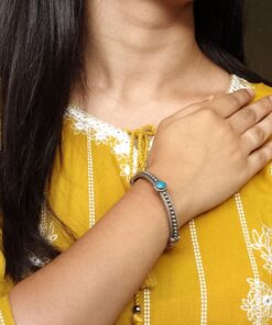 Antique Look Silver Plated Kada | Stone Work Openable Ethnic Perfect Bangle for Women