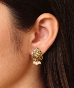 Lightweight Pearl Stud Earrings | Gold Plated Daily Use Best Jewelry for Girls