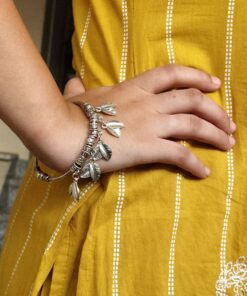 Alternative view of Antique Look German Silver Leaf Charm Bangles | Ethnic Best Traditional Design Jewelry