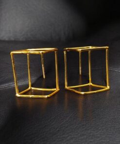 Alternative view of Unique Gold Plated Geometric Stud Earrings | Western Look Jewelry For Girls