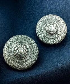 Alternative view of Best Trendy Floral Art Stud Earrings | Oxidized Ethnic Silver Replica Earring for Women