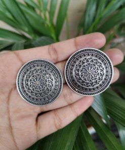 Alternative view of Trendy Oxidized Stud Earrings | Ethnic Silver Replica Amazing Jewelry for Women