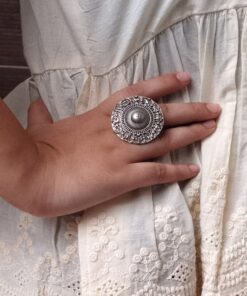 Alternative view of Vintage Astrological Sign Ring | Adjustable Oxidized Silver Replica Best Jewelry For Women