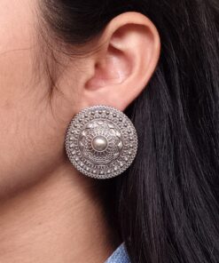 Trendy Silver Look Stud Earrings | Lightweight Everyday Ethnic Amazing Jewelry