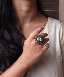 Designer Silver Touch Oxidized Ring | Perfect Gift for Women & Girls