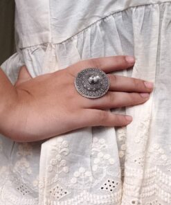 Alternative view of Designer Silver Touch Oxidized Ring | Perfect Gift for Women & Girls
