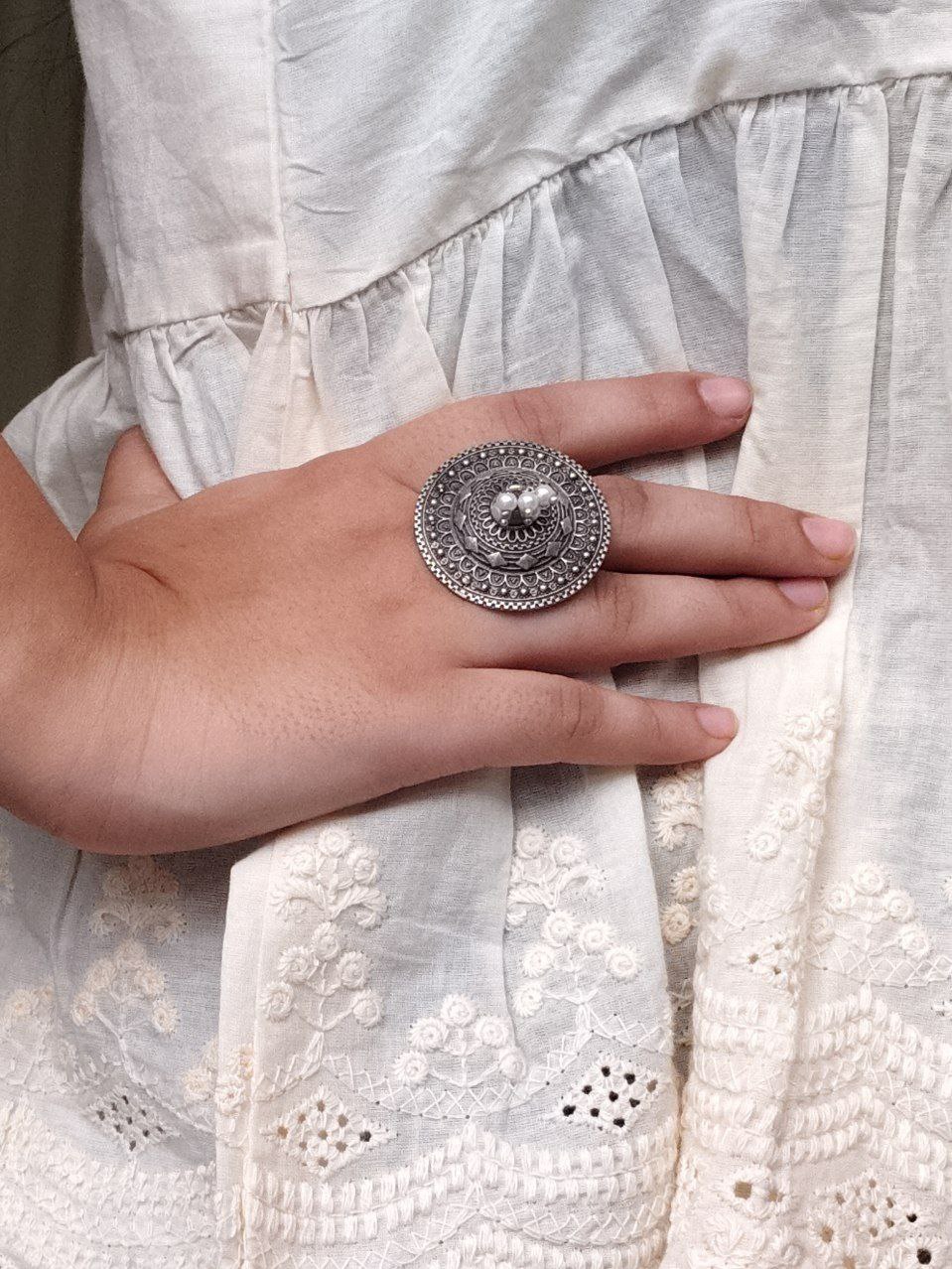 Designer Silver Touch Oxidized Ring | Perfect Gift for Women & Girls - Image 2