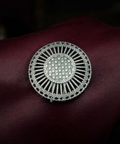 Alternative view of Oxidized Round Adjustable Hair Pin | Silver Replica Vintage Trendy Elegant Jewelry
