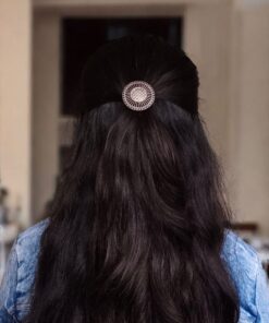 Oxidized Round Adjustable Hair Pin | Silver Replica Vintage Trendy Elegant Jewelry