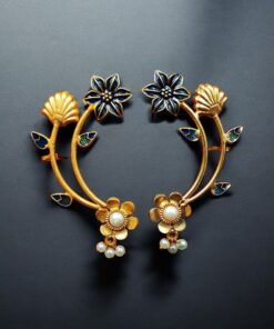 Alternative view of Gold Plated Meenakari Flower Earcuff | Handcrafted Beautiful Design Jewelry For Girls
