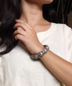 Traditional Silver Replica Bangles / Kada | Best Oxidized Openable Bracelet