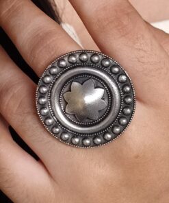 Alternative view of Unique Round Adjustable Ring | Oxidized Silver Jewelry Perfect for Daily Use