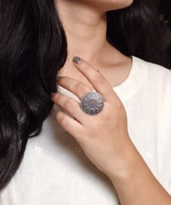 Beautiful Heart Design Ring | Oxidized Silver Replica Jewelry for Everyday Wear