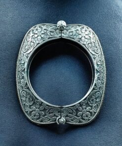 Designer Oxidized Floral Art Bangle | Silver Replica Best Openable Kada for Daily Wear