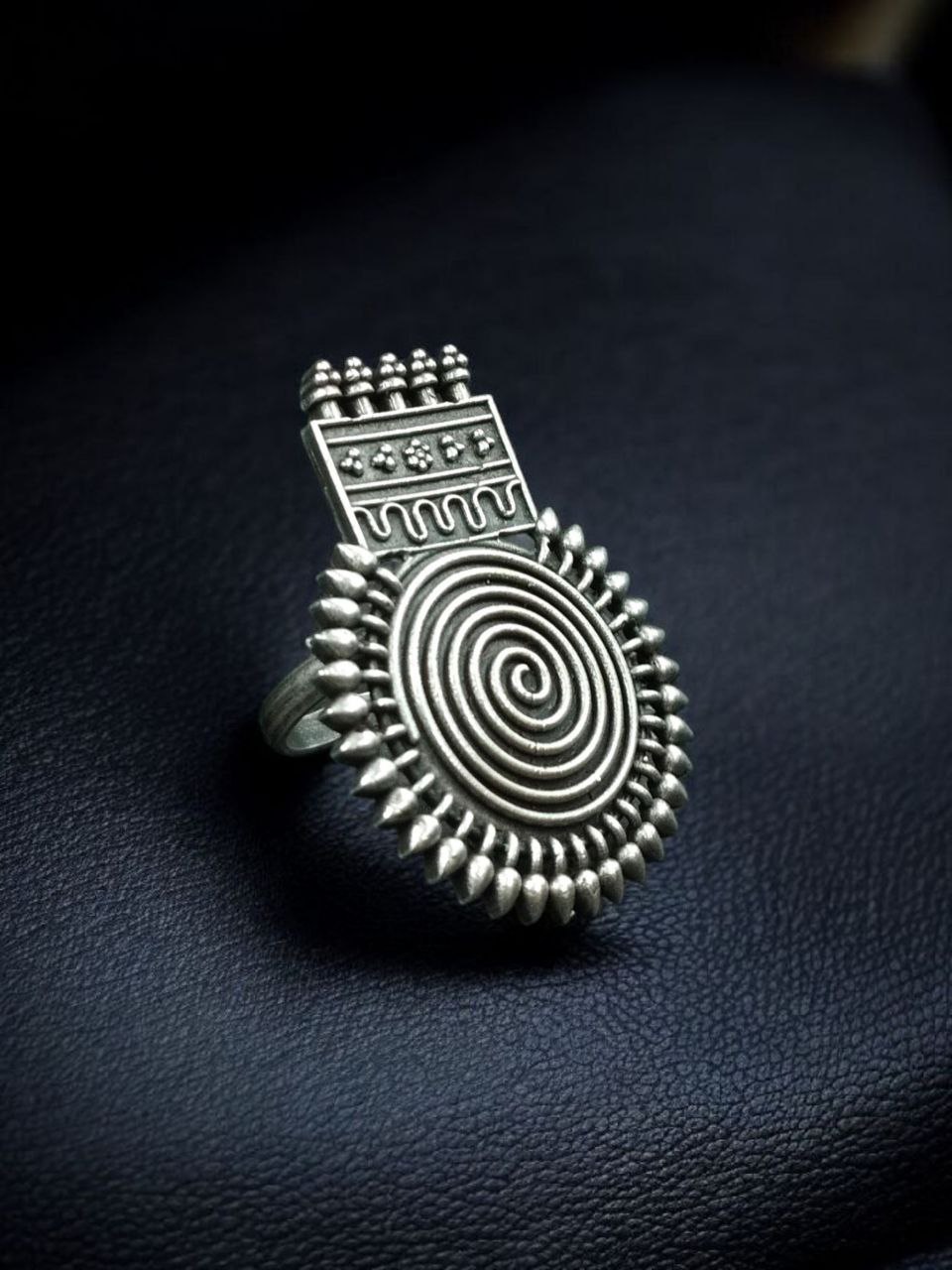 Unique Design Oxidized Ring | Adjustable Silver Replica Jewelry for Women - Image 6