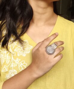 Unique Design Oxidized Ring | Adjustable Silver Replica Jewelry for Women