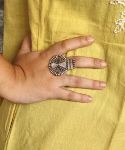 Alternative view of Unique Design Oxidized Ring | Adjustable Silver Replica Jewelry for Women