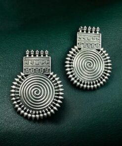 Alternative view of Designer Unique Stud Earrings | Silver Replica Daily Look Jewelry for Girls