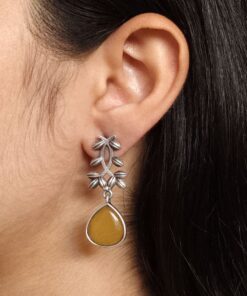 Vintage Look Silver Replica Earrings | Leaf Design Dangler Perfect Jewelry for Women