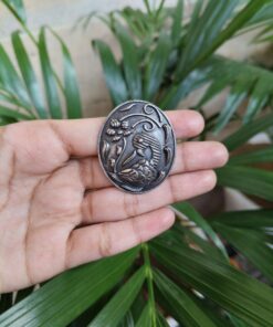 Alternative view of Trendy Oxidized Floral Art Peacock Design Hair Pin | Premium Handmade Silver Replica Trendy Jewelry