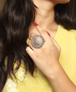 Handcrafted Unique Ring | Oxidized Silver Replica Adjustable Best Jewelry for Girls