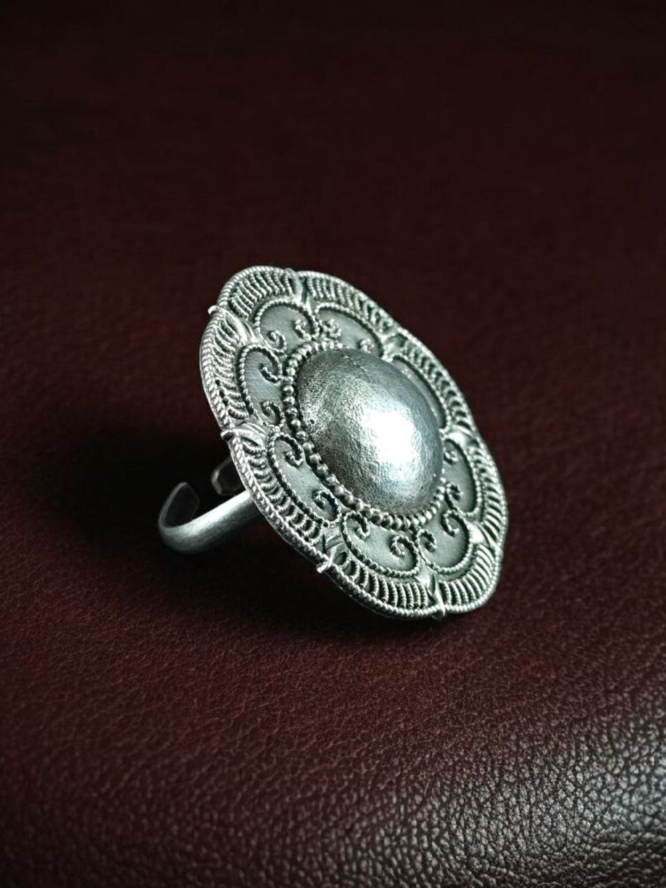 Designer Oxidized Ring | Unique Silver Replica Daily Look Jewelry - Image 5