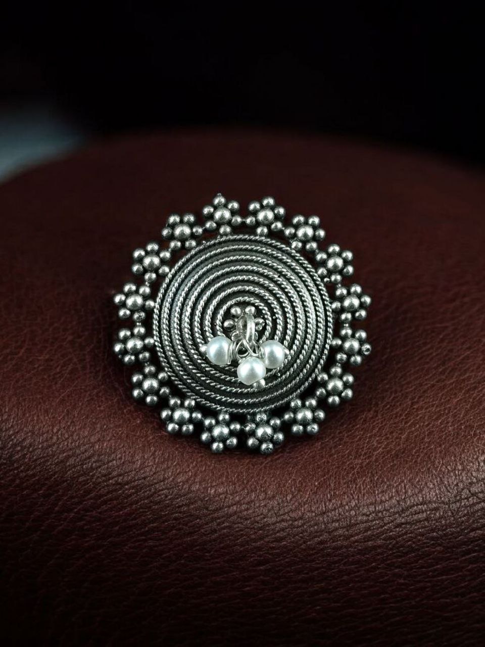 Premium Silver Replica Pearl Ring | Ethnic Oxidized Daily Wear Best Jewelry - Image 5