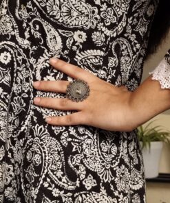 Alternative view of Premium Silver Replica Pearl Ring | Ethnic Oxidized Daily Wear Best Jewelry