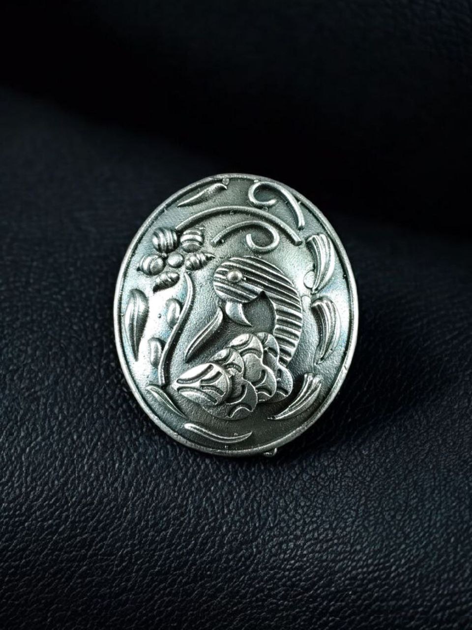 Premium Silver Replica Peacock Ring | Adjustable Oxidized Floral Art Best Designer Jewelry - Image 3