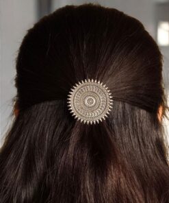Alternative view of Oxidized Round Hair Pin | Silver Replica Daily Wear Perfect Hair Accessory For Girls