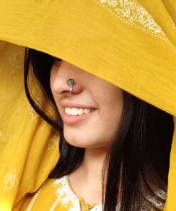 Trendy Round Press Nosepin | Best Oxidized Silver Plated Simple Nose Jewelry for Daily Use