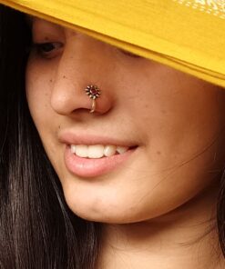 Unique Silver Plated Press Stone Nosepin | Oxidized Ethnic Style Jewelry