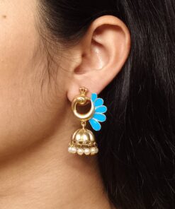 Beautiful Peacock Meenakari Earrings | Gold Plated Jhumki Pearl Ethnic Dangler Jewelry