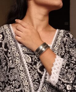 Beautiful Ethnic Silver Plated Cuff Bracelet | Designer Daily Wear Jewelry Girls