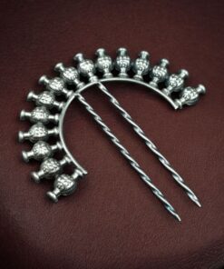 Alternative view of Handcrafted Oxidized Juda Pin | Silver Replica Unique Hair Accessory