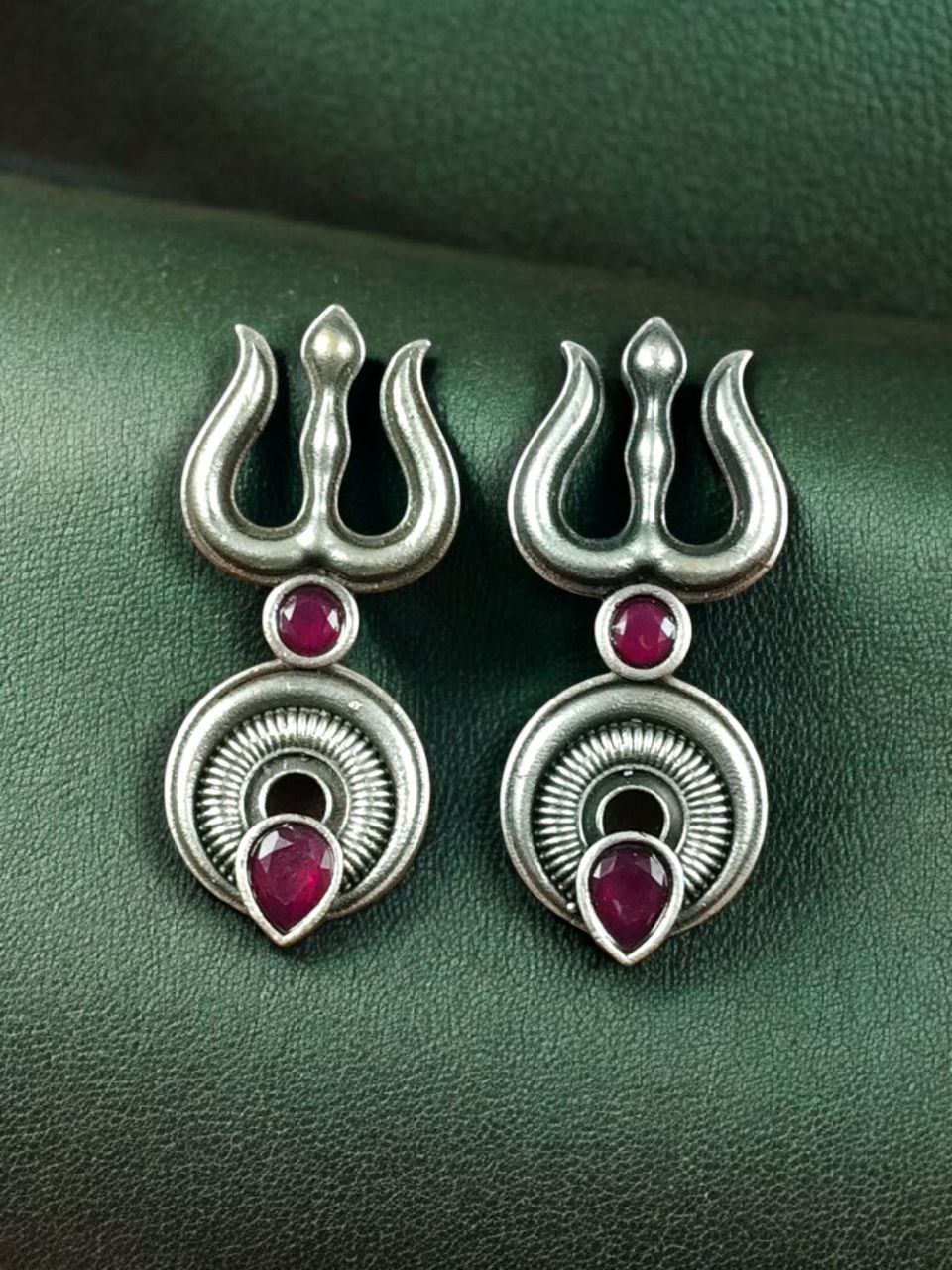 Handcrafted Trishul Stud Earrings | Best Silver Replica Elegant Stone Jewelry - Image 7