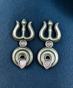 Alternative view of Handcrafted Trishul Stud Earrings | Best Silver Replica Elegant Stone Jewelry