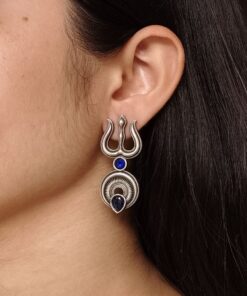 Handcrafted Trishul Stud Earrings | Best Silver Replica Elegant Stone Jewelry